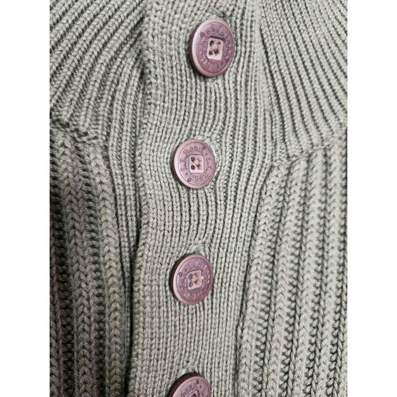 LL Bean Ribbed Heavy Knit Sweater Green Henley Cotton Long Sleeves Men's Large - Picture 4 of 4